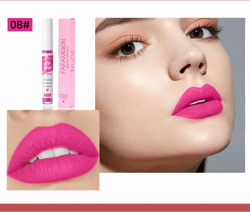 Rosaroter, mattierter, flüssiger Lippenstift, wasserfest, langlebig, feuchtigkeitsspendend, langlebiger Lippenstift, nicht klebender Lipgloss, koreanisches Make-up – Detail 17