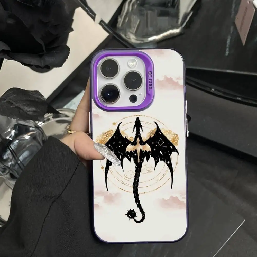 حافظة هاتف F-Fourth W-Wing Novel لهاتف iPhone 16,15,14,17,13,12,11,XS,Mini,Pro,SE,MAX غطاء سيليكون أرجواني غير لامع