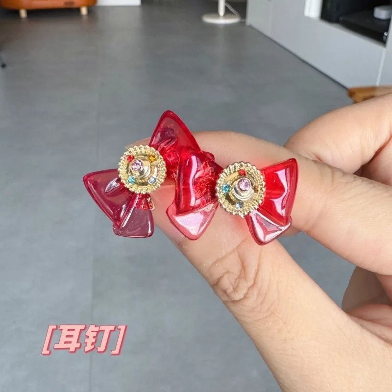 Sailor Moon cartoon bow brooch personality ear clip bow tie transformer ring necklace hairpin holiday gift kawaii kids toys