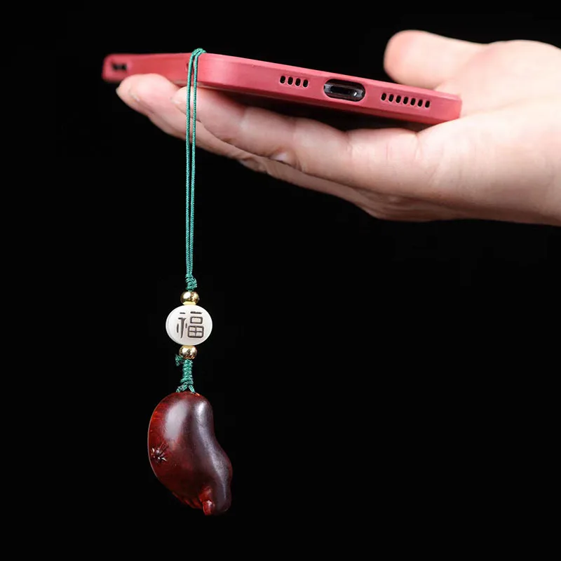 Yimu Xianju Xiaoye Purple Sandalwood Contentment Changle Mobile Phone Chain Redwood Bag Pendant Car Keychain Play Pendant