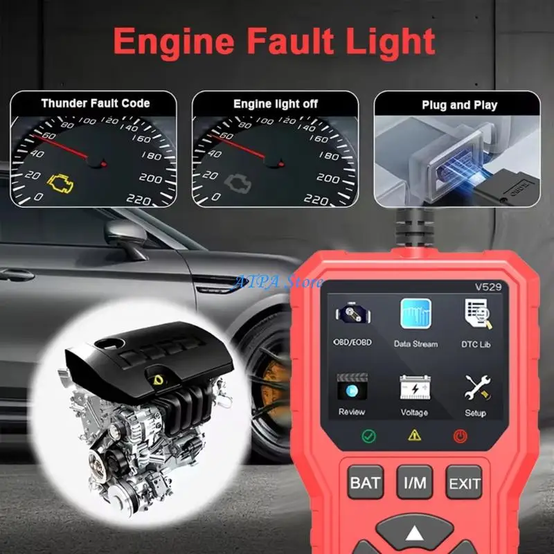 U13C 2.8Inch Screen Automotive Diagnostic Tool With Batteries Life Test Silicone Button And ABS Construction For Durability