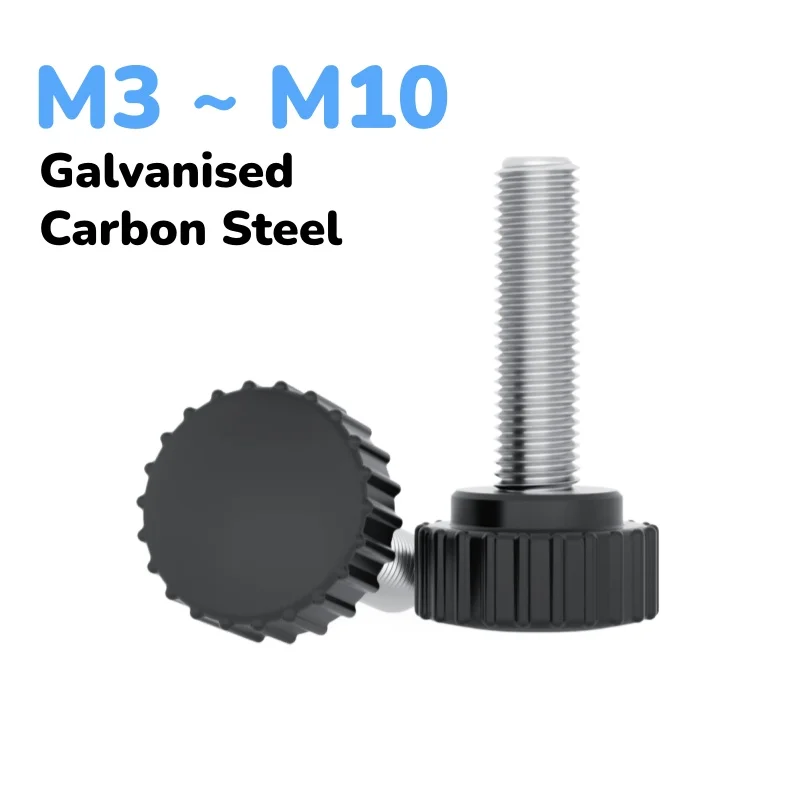 Carbon Steel M3 M4 M5 M6 M8 M10 Galvanised Knurled Nylon Plastic Round Head Handle Thumb Screw