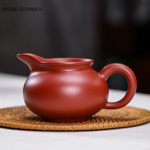 

Chinese Style Purple Clay Fair Cup Teapot Hand Carving Tea Maker Tea Cup Household Tea Ceremony Teaware Accessories 190ml