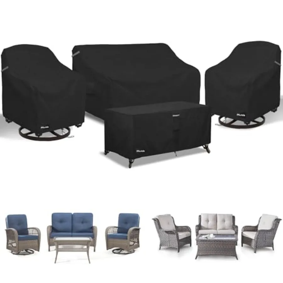 

Patio Furniture Covers 4 Pcs Set 600D Waterproof Heavy Duty Outdoor Furniture Covers Fit Wicker Patio Loveseat Swivel Rocker Ch