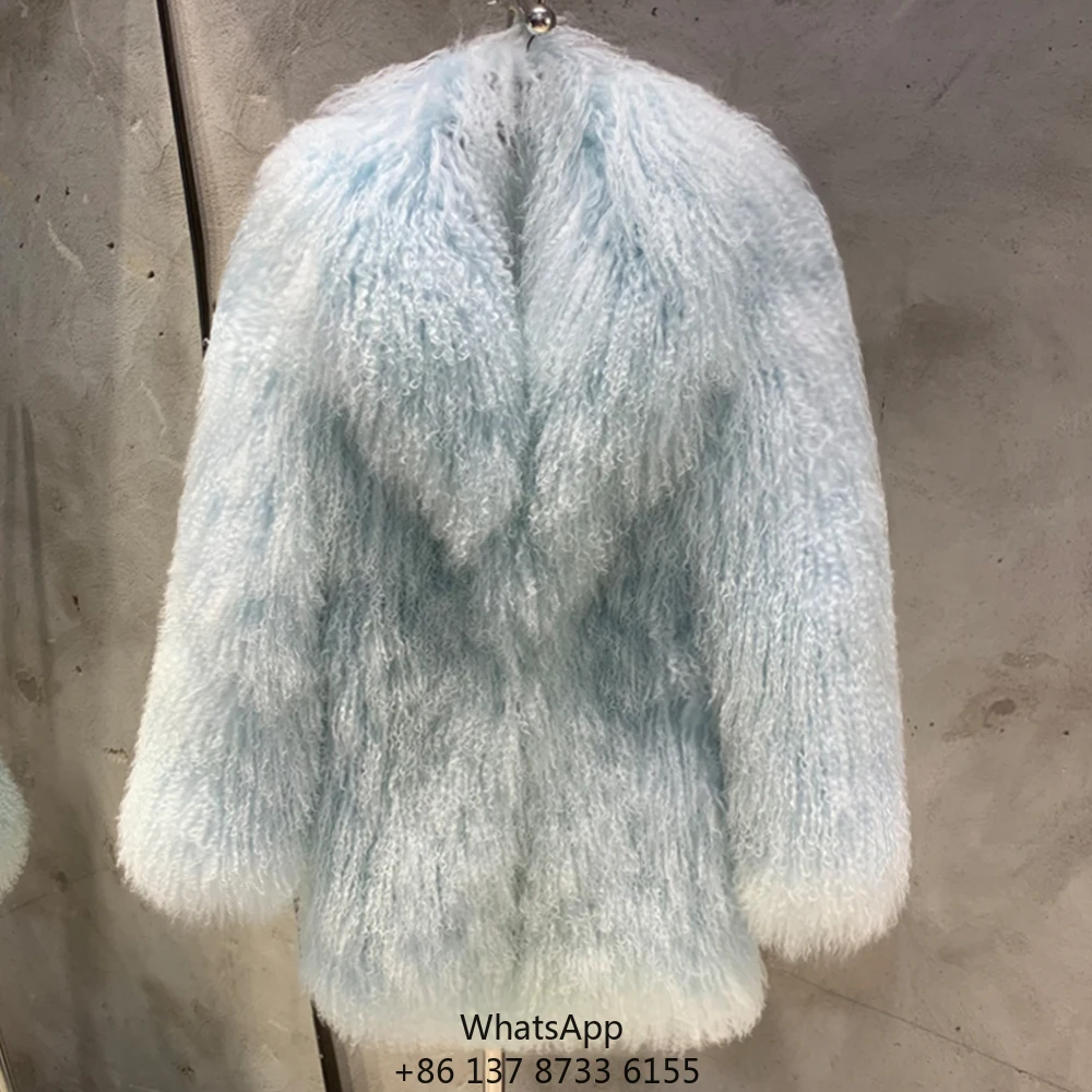 

Женские шубы средней длины из овечьей шерсти, модные цветные меховые куртки, монгольские шубы из овчины