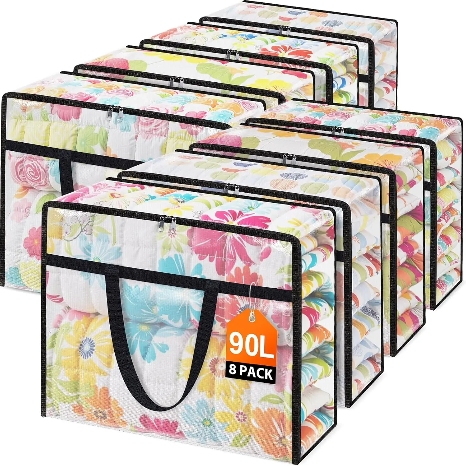 

Прозрачные контейнеры для хранения под кроватью - набор из 8 больших сумок с крышками и ручками, складной органайзер для постельного белья