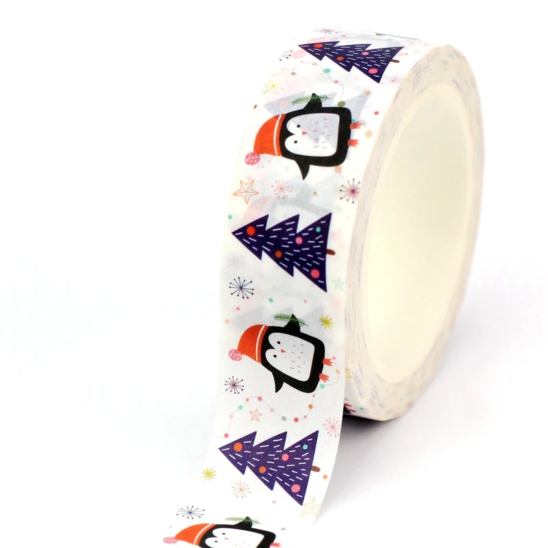 

2023 NEW 1PC. 10M Decor Penguins Christmas Trees Washi Tape for Journaling Adhesive Masking Tape Cute Stationery