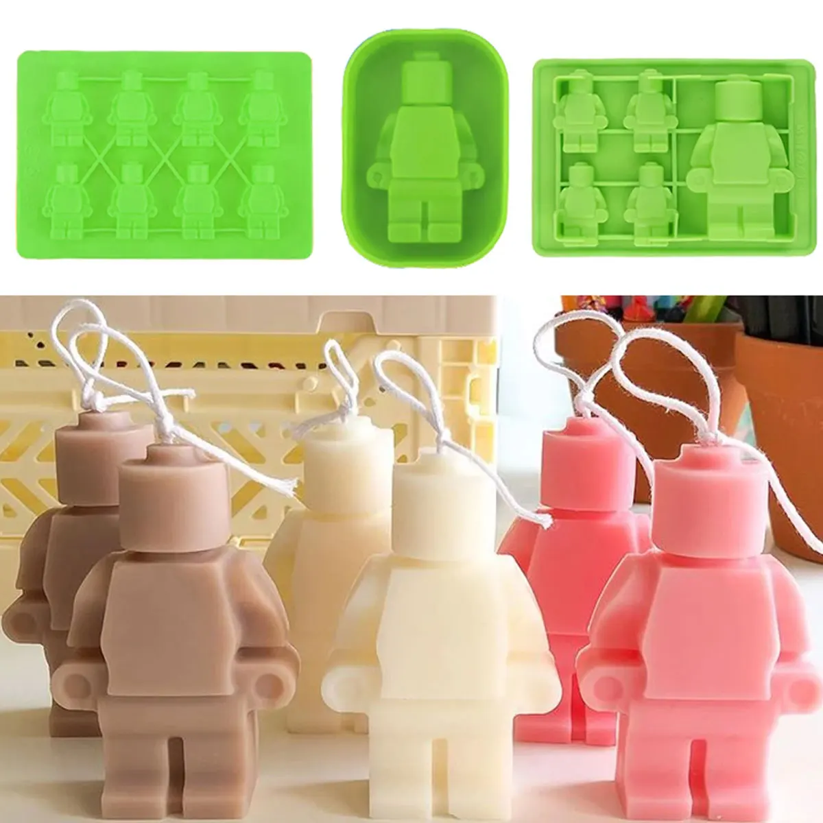 5-Cavity Robots Silicone Candle Mold DIY Candle Making Chocolate Ice Tray Soap Mould Christmas Gifts Craft Supplies Home Decor