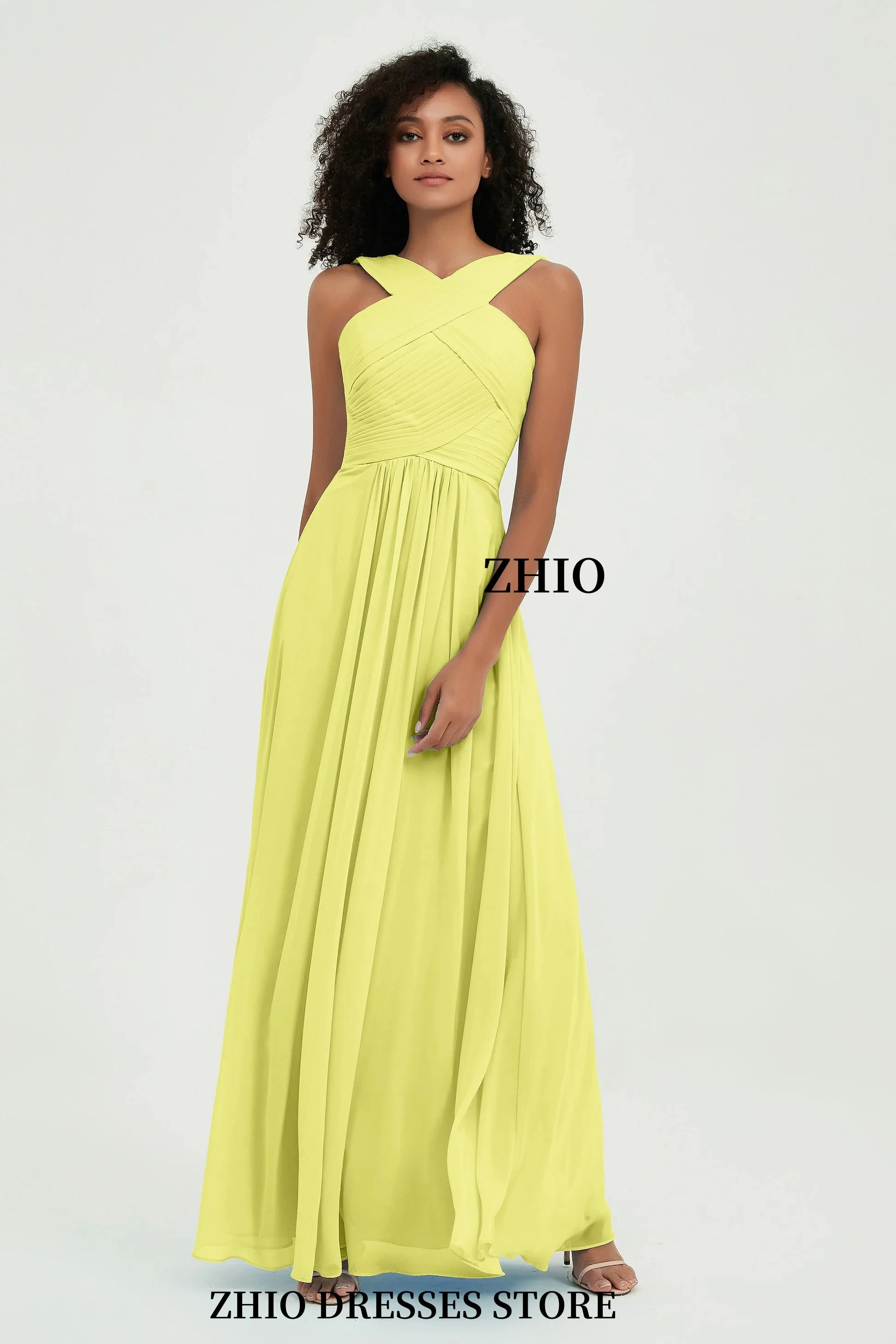 ZHIO – robe de demoiselle d'honneur de mariage romantique, ligne a, en mousseline de soie, col à bretelles, robe de Cocktail pour événement spécial, personnalisée