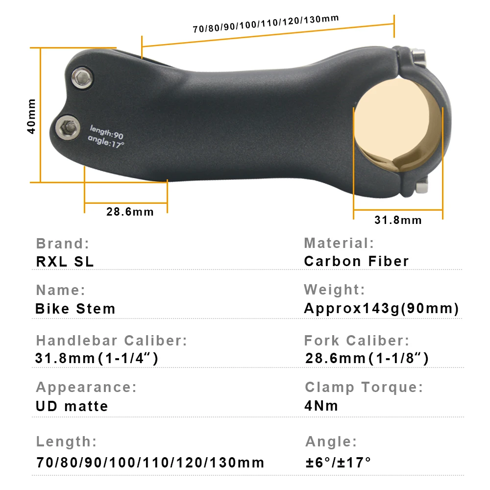 RXL SL Carbon MTB Bicycle Handlebar Stem UD Matte 6/17 Degree For Mountain Road Bike Stem Extension Mtb Power Bicycle Accessorie