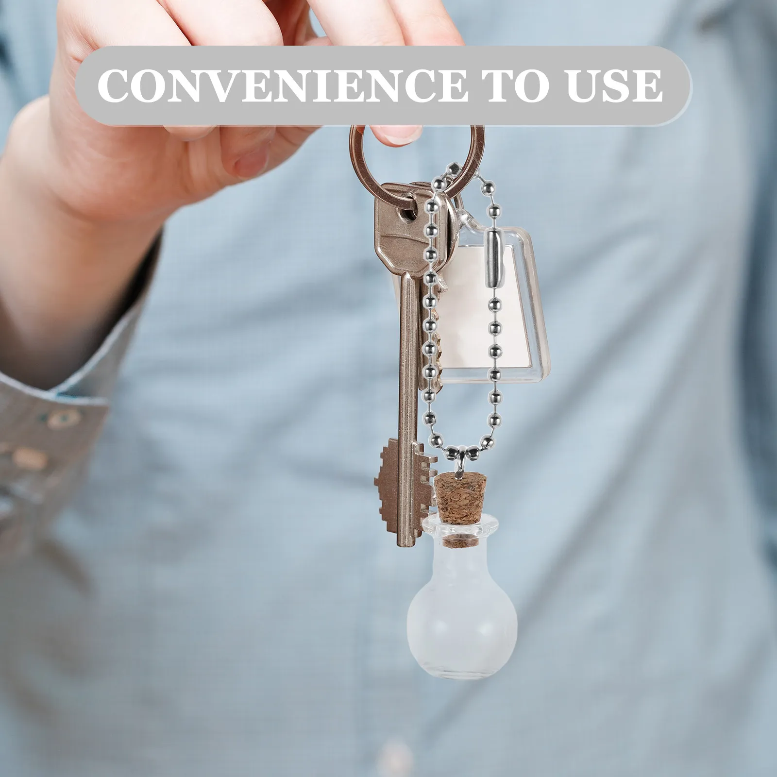 10Pcs Drift Bottle Keychain Mini Glass Vials with Cork DIY Fillable Message Bottle Charm Friendship Gift Party Favor Keyring