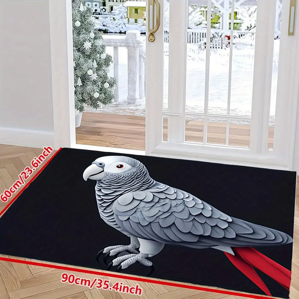 Unique Cockatoo Parrot Art Mat Modern Blue Bird Design Waterproof Indoor Doormat Entryway Bathroom Living Room Accent Rug