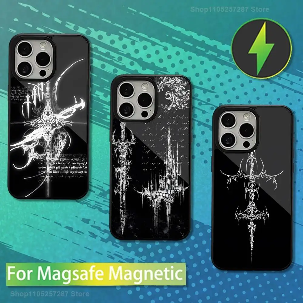

Gothic Art Cyber Sigil Cross Phone Case For iPhone 13,15,17,14,Pro,Max,For Magsafe,Plus,12,11,16,Mini,Magnetic Wireless Charging