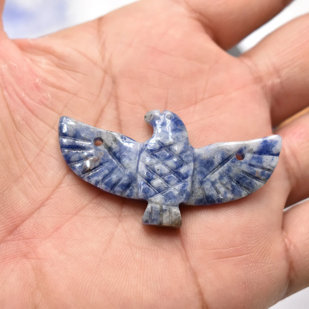 Großhandel 4 Stück/Set Modische geschnitzte Naturstein-Amethyste Lapislazuli Adler-Vogel-Tier-Anhänger für Schmuckherstellung Kostenlos – Detail 6