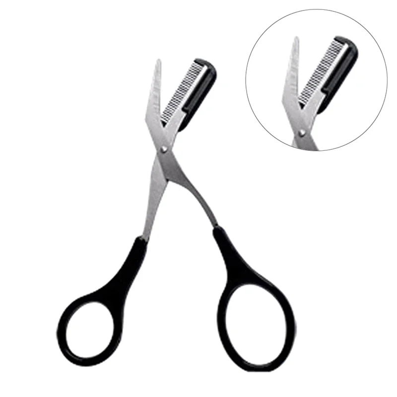 Ciseaux tondeuse à sourcils avec peigne, pour femmes et hommes, ciseaux de sécurité en acier inoxydable, rasoir pour le visage, maquillage, beauté