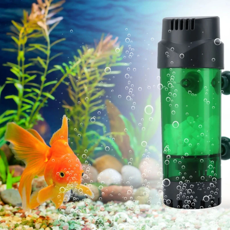 

Fluidized Moving Bed Biochemical Filter Bubble Bio Media Reactor for Aquarium Fish Tank with Air Stone and Sponge Filter
