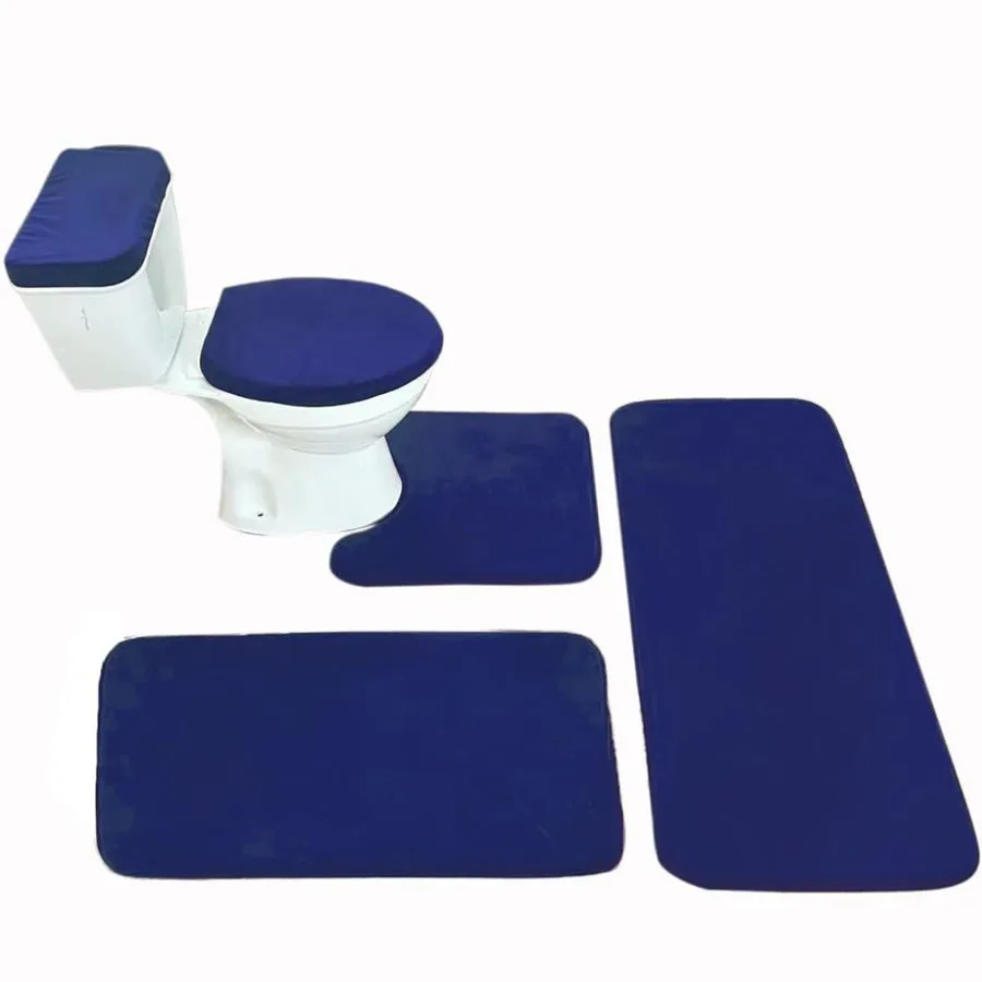 

Runner Memory Foam Bathroom Rug Set 5 Pcs with Toilet Lid Cover and Tank Cover Set