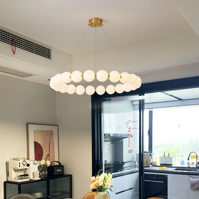 Nordic Round Ring LED Ceiling Chandelier Acrylic Gold for Dining Living Room Center Table Bedroom