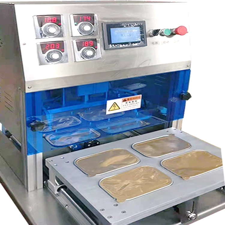 Macchina pneumatica per sigillare contenitori in foglio di alluminio Macchina per sigillare automaticamente tazze di plastica per azoto