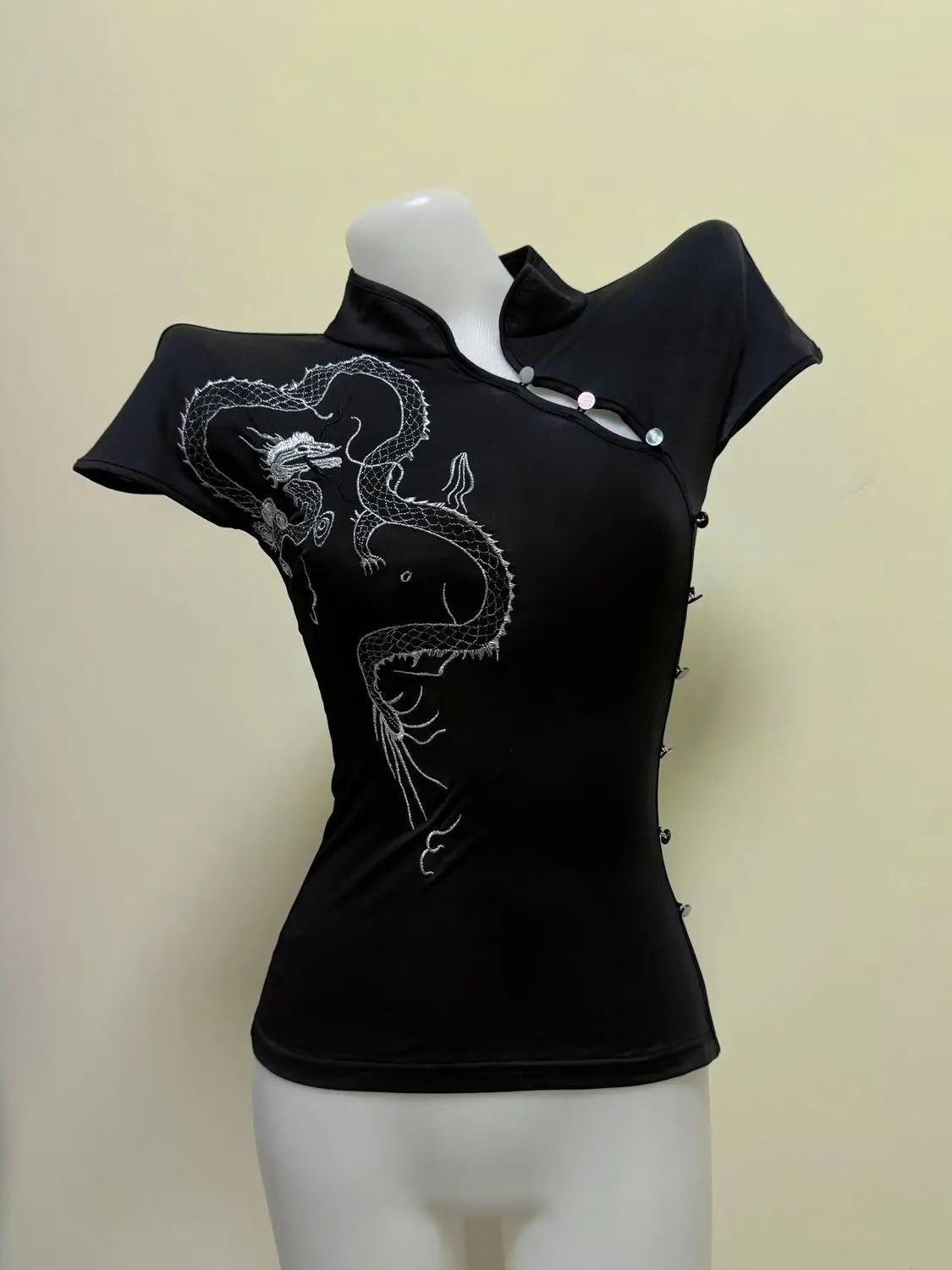 Vintage T-shirt Slim Y2k Basics 90s Woman Clothes Goth Punk Himekaji summer Crop Top Backless Fairycore Vintage Harajuku Emo Tee