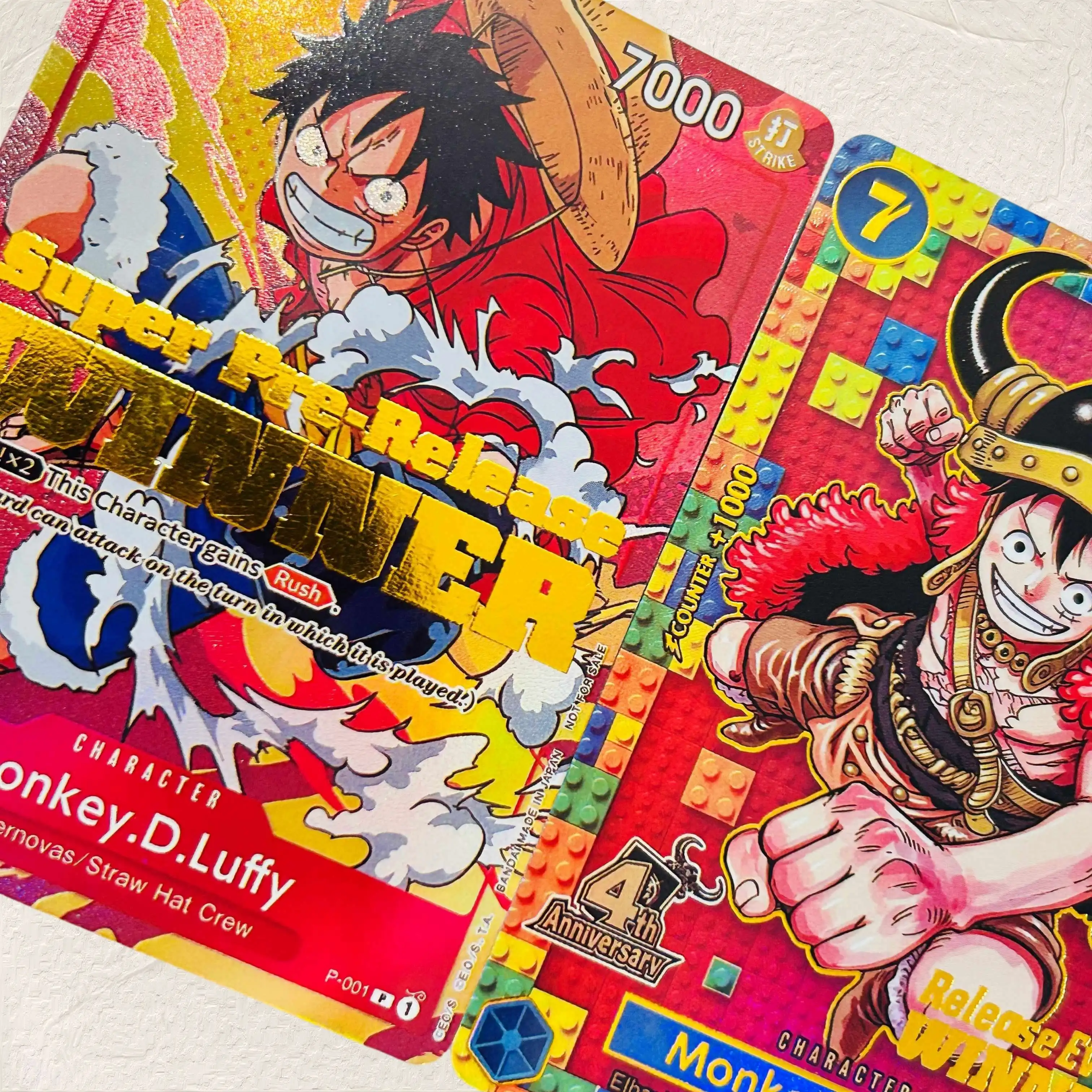 DIY One Piece Monkey.D.Luffy P-11 English Version Collectible Grade Gold Foil Texture Cards Premium Anime Collection Cards view 4