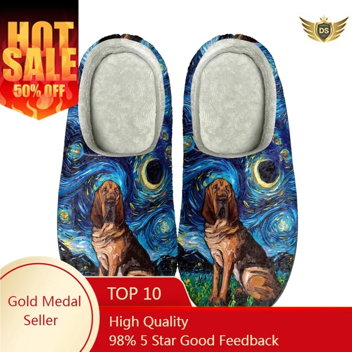 

Starry Night Maltipoo Dog Printed Women's Cotton Slippers Non-slip Ladies Home Footwear Dropshipping Comfort Couple Floor Shoes