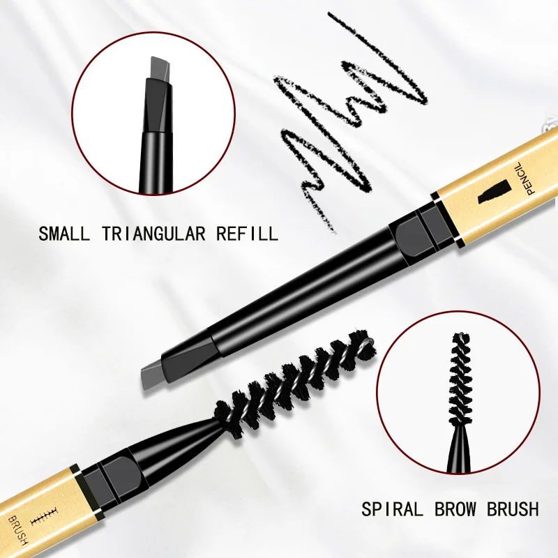 6-color small gold eyeliner pen - double-ended long-lasting eyeliner, waterproof and non-marring eyeliner, brush-style eyeliner