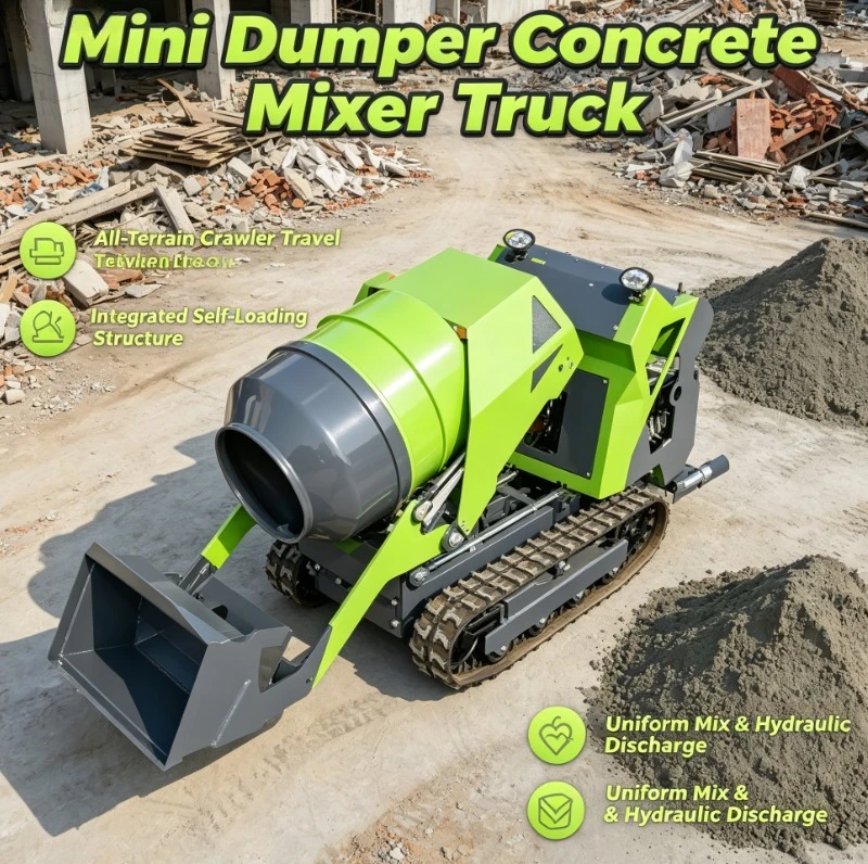 Customized 300L Self-feeding Mini Concrete Mixer Crawler-type Pump Motor High Efficiency 2M/H CE Certified Hydrostatic Tracks 15