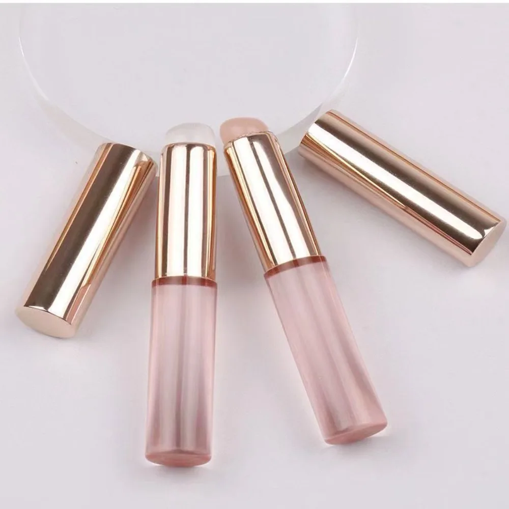 Ronde Kop Siliconen Lippenborstel Met Hoes Zonder Gebroken Lippenstift Borstel Schuine Concealer Borstel Mini Multi-Use Lippenstift Make-Up Borstels