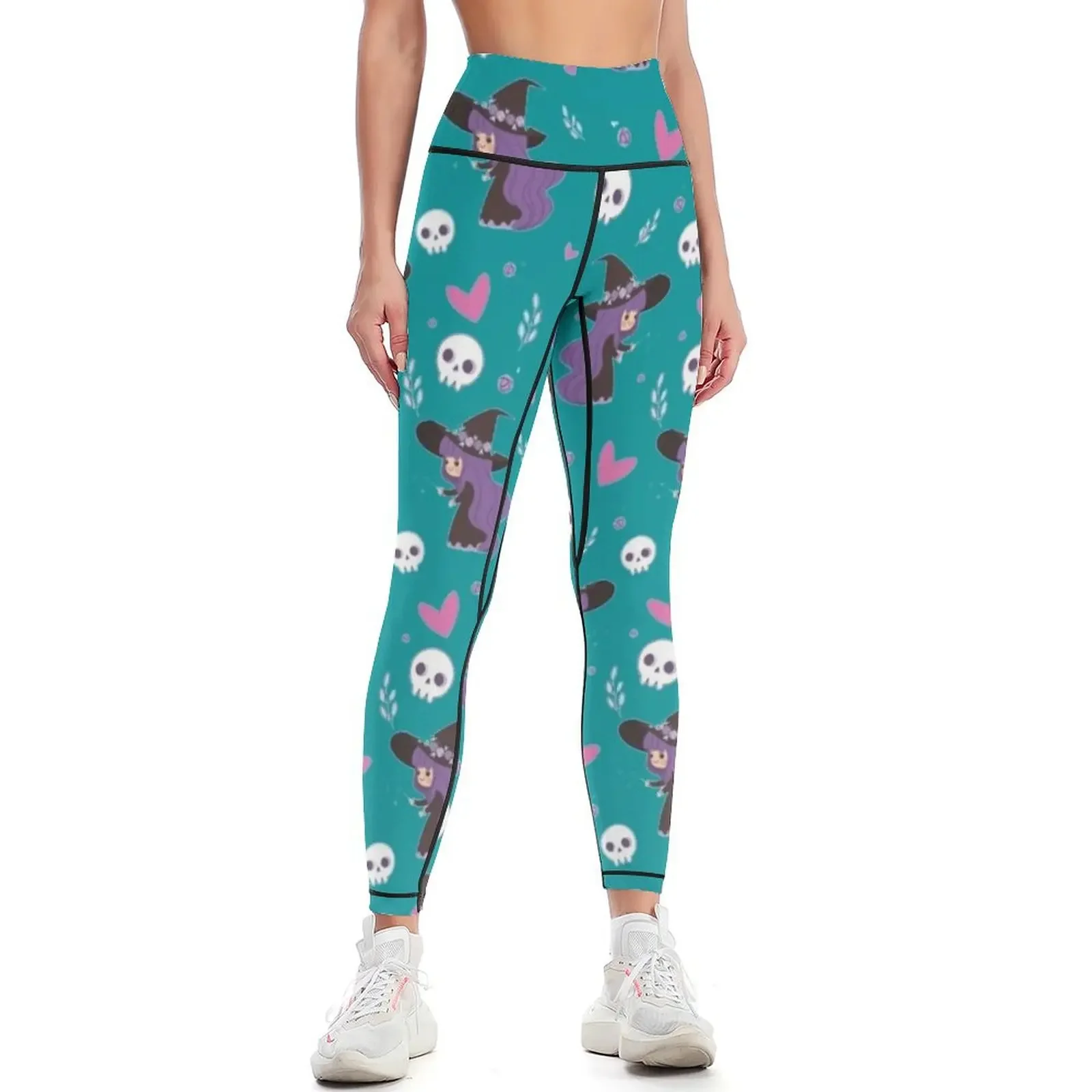 

Halloween Cute Witches And Skulls Pattern Leggings Fitness woman workout shorts sports for sporty woman push up Womens Leggings
