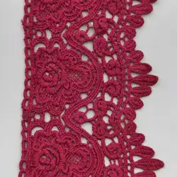 Cotton Hollow Out Floral Embroidered Lace Ribbon DIY Apparel Sewing Fabric 8cm Wide Dark Red Handmade Crafts Lace Tape