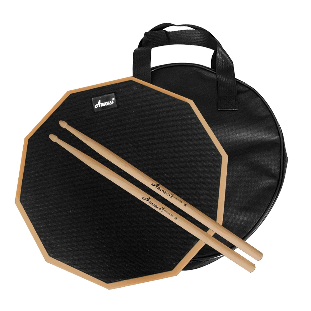 Arborea Brand Drum Beginner Practice Training Drum Pad 12\'\' With Drumsticks and Drum bag