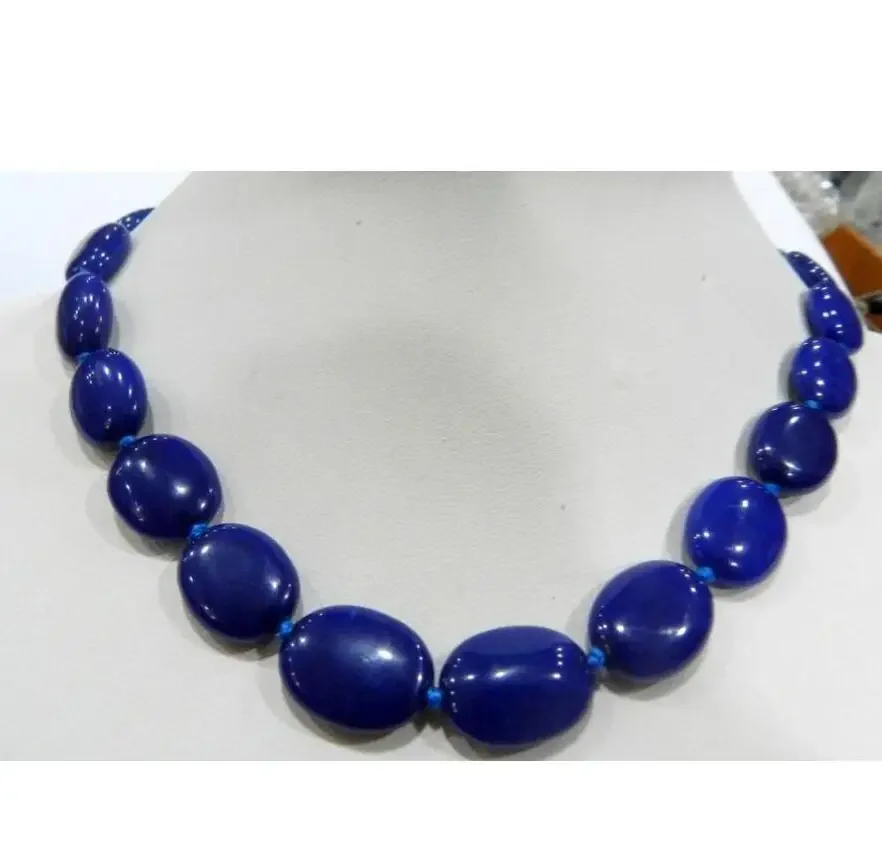 13x18mm Blue sapphire Flat Oval Necklace 18