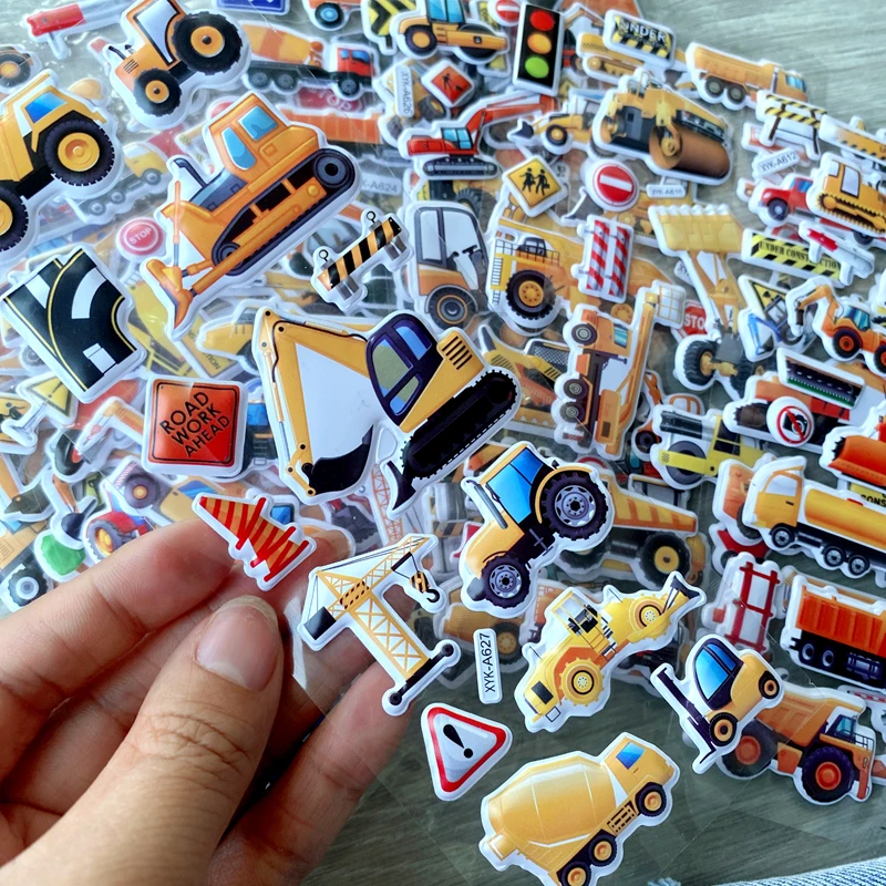 10 Blatt Kinderaufkleber, bauschige Aufkleber für Mädchen, Jungen, Geburtstagsgeschenk für Kinder, Scrapbooking, Cartoon-Technik, Fahrzeugaufkleber – Detail 3