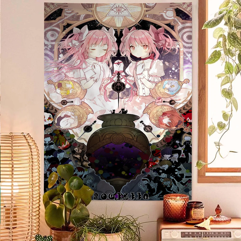 Puella Magi Madoka Tapestry Anime Tapestry Hanging Tarot Hippie Wall Rugs Dorm Wall Hanging Sheets