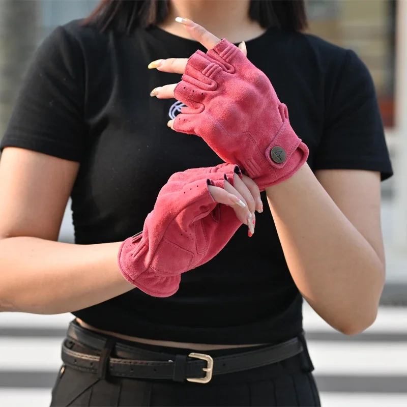 Motorcycle Fingerless Gloves Accessories Goatskin Leather Half Finger Gloves Motocross Gant Moto Guantes Moto Verano