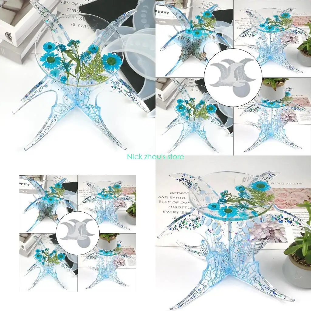 

E15E Handicraft Soap Holder Resin Mold DIY Flowerpot Stand Shelf Mould Planter Rack Silicone Mould