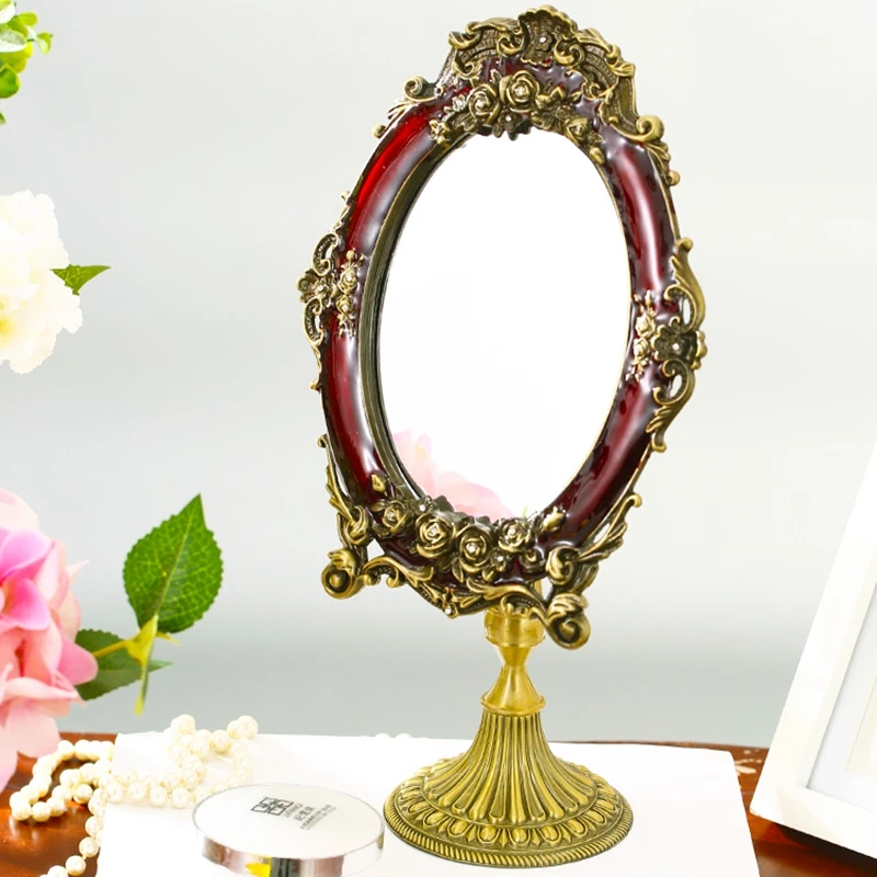 Europe 7inches Single Face Metal Frame Table Mirror Makeup Mirrors Home Decor Living Room Item