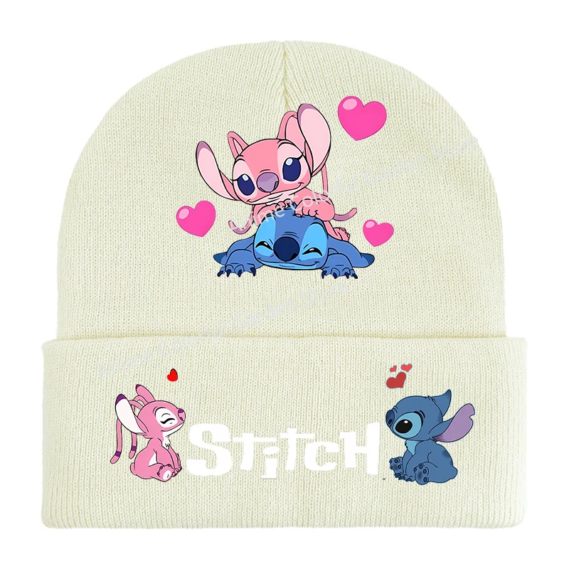 Disney Couple Stitch Knitted Hat for Boys Girls Anime Cartoon Cute Caps Winter Travel Warm Windbreak Knit Cap Best Friends Gifts