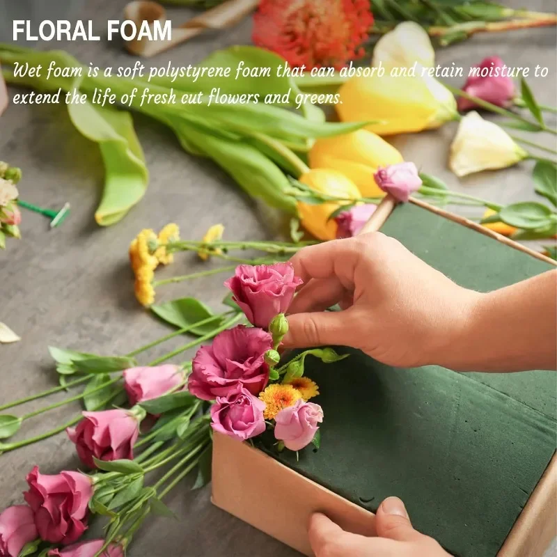 Square Floral Foam Bricks Artificial Dry Wet Flower Mud Absorb Water Foam Blocks Plant Mud Flower Artificial Garden Decorations