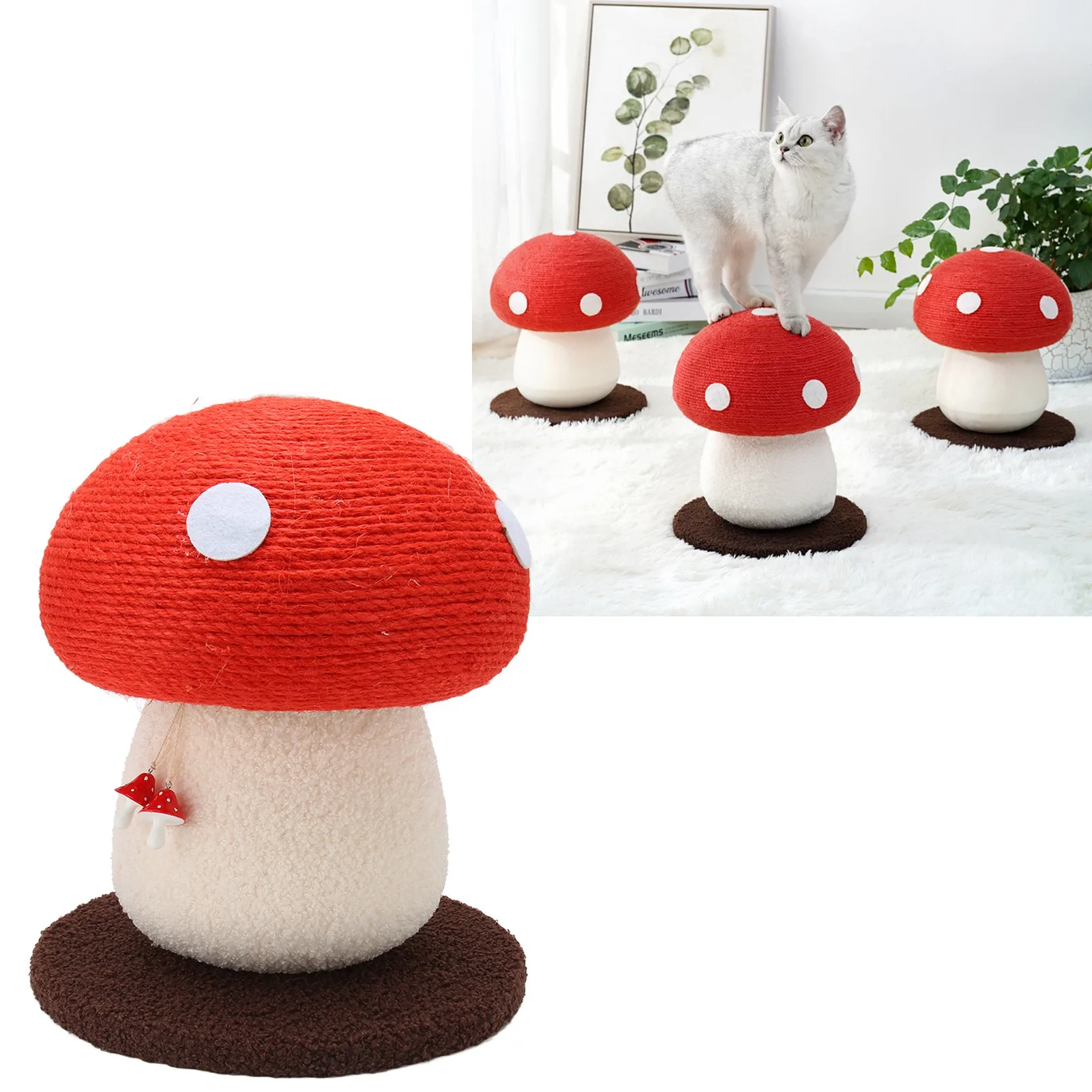 Mushroom Shaped Cat Scratch Pad Durable Grinding Claws Sisal Interactive Skin Friendly Cute Cat Scratching Board For Pets