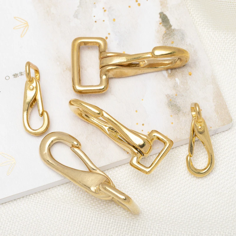 Brass Snap Hook Carabiner Trigger Clip Clasp Buckle for Bag Strap Halter Bridle Harness Dog Pet Leash Parts Keychain Accessories