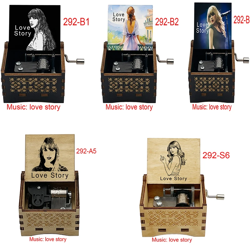 New Love Story Wooden Music Box Tay-lor Singer Popular Song Hot Proposal Wedding BGM Special Wife Girlfriend Birthday Gift