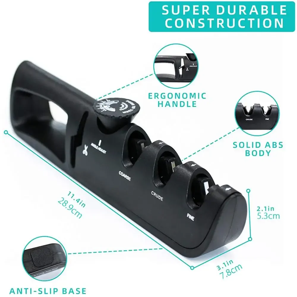 Knife Sharpener, 4 Adjustable Sharpening Angle, Coarse & Fine Knife Sharpener Tool, Handheld Manual Knives Sharpener
