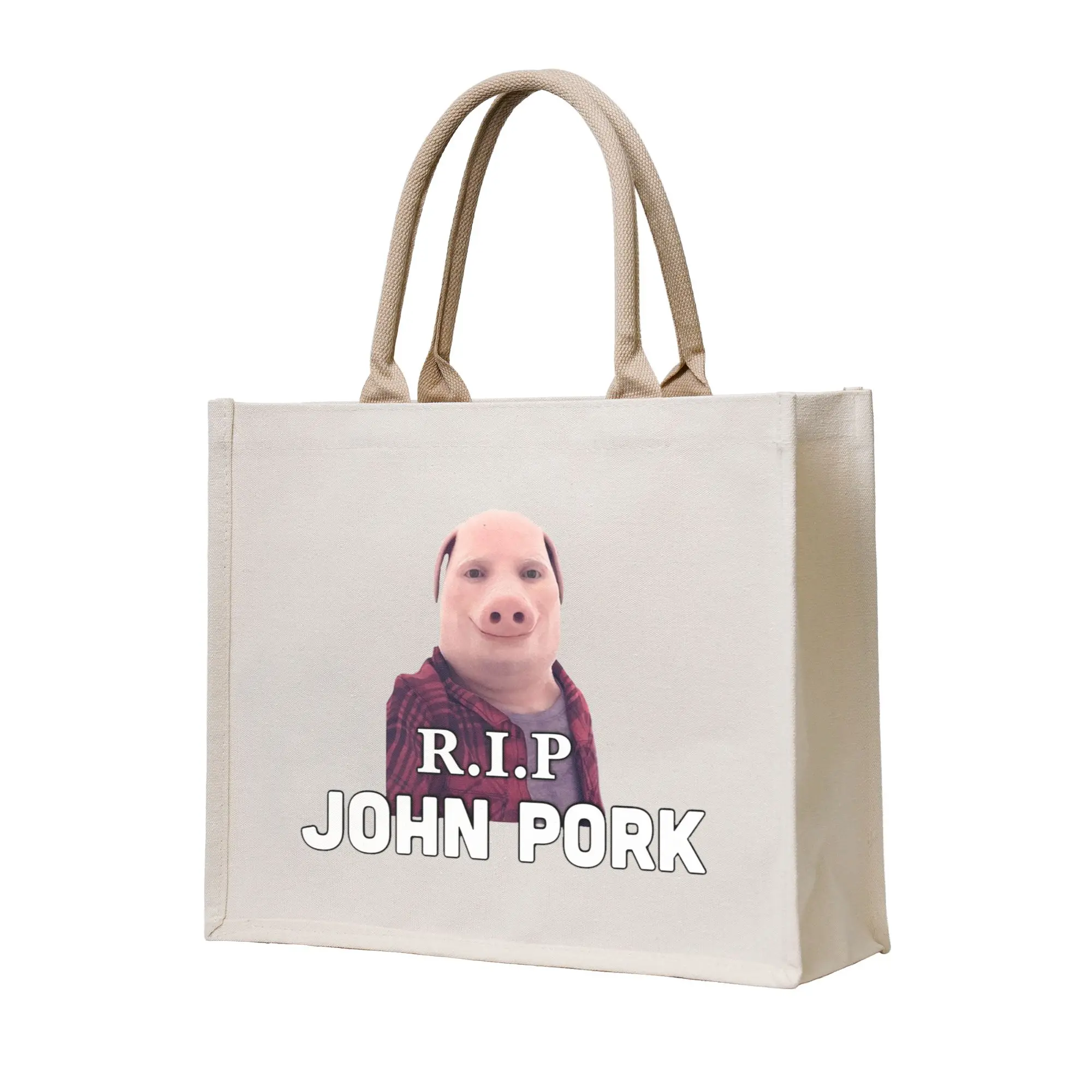 

Сумки для покупок RIP John Pork, холщовая складная сумка-тоут для женщин, дорожная сумка через плечо