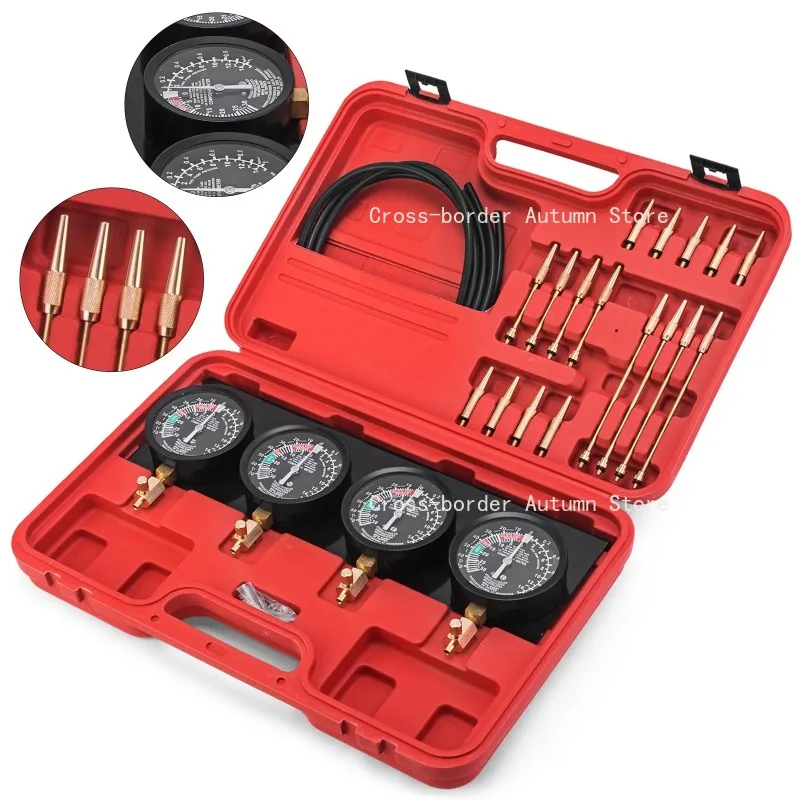 4 Gauges Motorcycle Carburetor Vacuum Synchronizer Meter Set Rubber Hose Fuel Pressure Balancer Adjustment Tool Kit