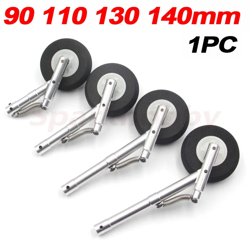 1PC 90 110 130 140mm Aluminum Alloy Single-Wheel Telescopic Spring Damping Landing Gear For Ducted Aircraft F22 Freewing L39 RC