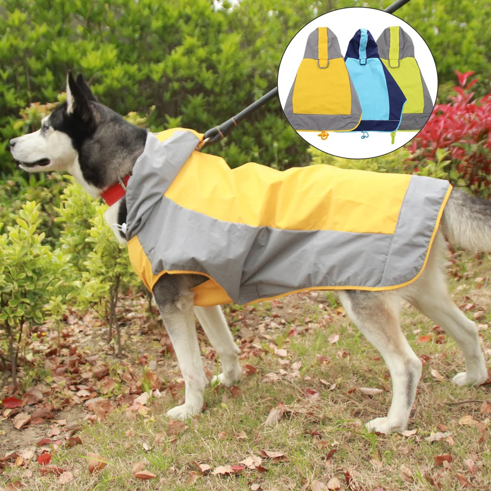 

2025 Large Dog Raincoat Big Dog Clothes Waterproof pet Coat Rain Jacket Reflective Medium large dog poncho Breathable mesh