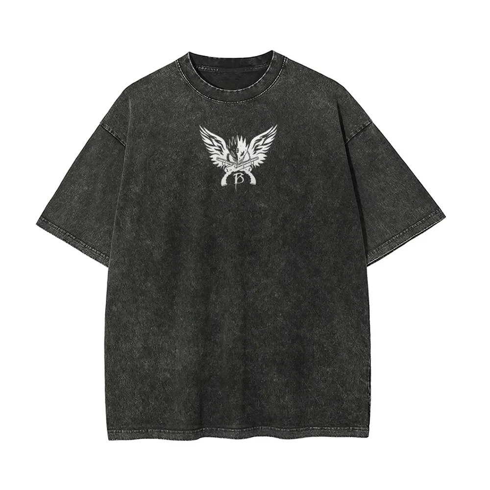 Beelzemon Blast Mode T Shirt Digimon Impmon Vintage Acid Wash Streetwear Oversized Retro Japanese Anime Graphic Cotton Tees