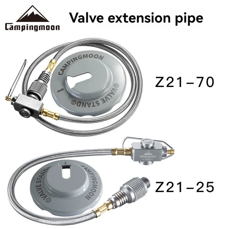 Campingmoon-屋外ストーブ延長パイプアダプター,フラットガスタンク,バルブ付き延長ライン,キャンプアクセサリー
